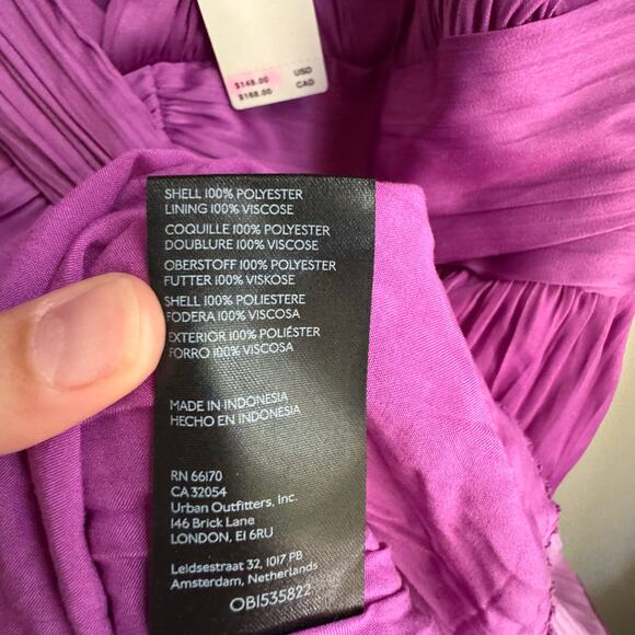 By Anthropologie Vibrant Deep V Mini Dress Purple Fuchsia A-Line Cocktail NWT - Picture 7 of 8